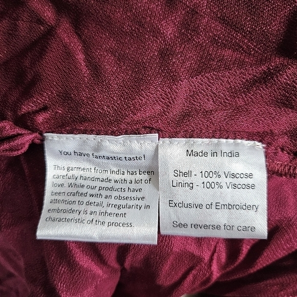 New Rococo Sand Velvet Embroidered Burgundy Pants NWT Size Small - Picture 11 of 12